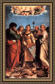 Saint Cosmas And Saint Damian Salvaged Framed Paintings - The Saint Cecilia Altarpiece by Raphael