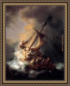 Storm Framed Paintings - Christ In The Storm by Rembrandt