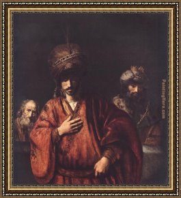 Rembrandt Framed Paintings - David and Uriah by Rembrandt