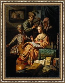 Allegory of Virtue Framed Paintings - Musical Allegory by Rembrandt