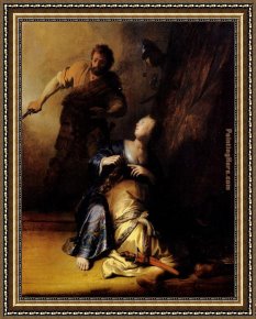 Rembrandt Framed Paintings - Samson And Delilah by Rembrandt