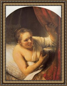 The Departure of Tobias Framed Paintings - Sarah Waiting for Tobias by Rembrandt