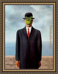 Man with Scythe Framed Paintings - The Son of Man by Rene Magritte