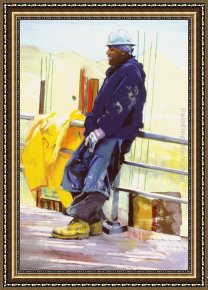 Yanow Framed Paintings - Construction Worker by Rhoda Yanow
