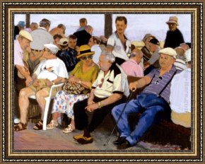 Yanow Framed Paintings - Lively Conversation by Rhoda Yanow