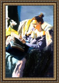 Yanow Framed Paintings - Tea Break by Rhoda Yanow