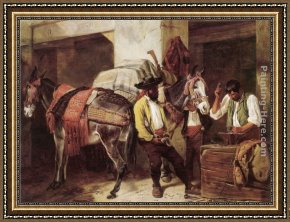 Blacksmith at His Forge Framed Paintings - The Blacksmith's Shop by Richard Ansdell