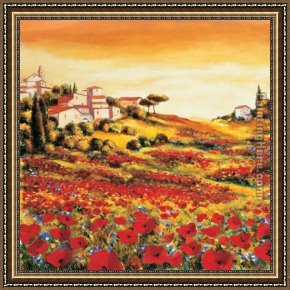Richard Leblanc Framed Paintings - Valley of Poppies by Richard Leblanc