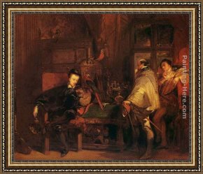 Old English Pheasant Framed Paintings - Henri III and the English Ambassador by Richard Parkes Bonington