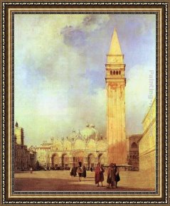 View of The Bacino Di San Marco Framed Paintings - Piazza San Marco, Venice by Richard Parkes Bonington