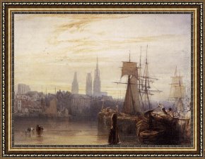 Rouen Framed Paintings - Rouen by Richard Parkes Bonington