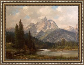 A Picnic Before The Woods Framed Paintings - Grand Teton by Robert Wood