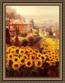 Field of Red And Gold Framed Paintings - Fields of Gold by Roberto Lombardi