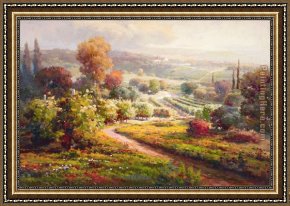 Valley Framed Paintings - Valley View II by Roberto Lombardi