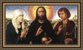 Triptych Framed Paintings - Braque Family Triptych - central panel by Rogier van der Weyden
