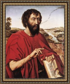 Triptych Framed Paintings - Braque Family Triptych - left panel by Rogier van der Weyden