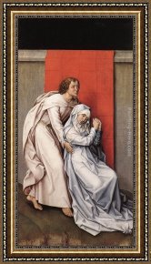 Crucifixion Framed Paintings - Crucifixion Diptych left panel by Rogier van der Weyden