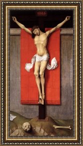 Crucifixion Framed Paintings - Crucifixion Diptych right panel by Rogier van der Weyden