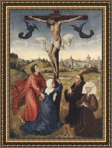 Triptych Framed Paintings - Crucifixion Triptych central panel by Rogier van der Weyden