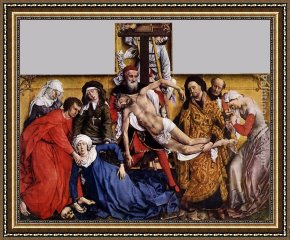 Cross in The Wilderness Framed Paintings - Descent from the Cross by Rogier van der Weyden