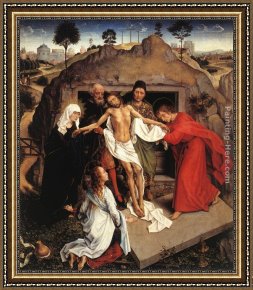 Entombment Framed Paintings - Entombment of Christ by Rogier van der Weyden