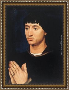Gros Framed Paintings - Portrait Diptych of Jean de Gros right wing by Rogier van der Weyden