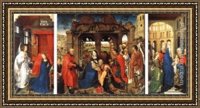 St Wolfgang Altarpiece Resurrection of Lazar Framed Paintings - St Columba altarpiece by Rogier van der Weyden