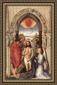 St Wolfgang Altarpiece Resurrection of Lazar Framed Paintings - St John the Baptist altarpiece - central panel by Rogier van der Weyden