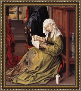 Penitent Magdalen Framed Paintings - The Magdalen reading by Rogier van der Weyden