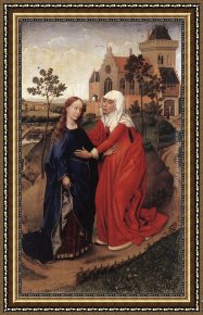 The Visitation (detail) Framed Paintings - Visitation by Rogier van der Weyden