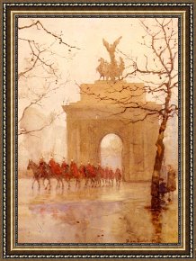 Park of Rose Framed Paintings - Hyde Park Corner, With Household Cavalry by Rose Barton