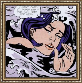 Girl at Piano Framed Paintings - Drowning Girl by Roy Lichtenstein
