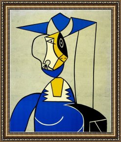 Jeune Femme Traversant Le Boulevard Framed Paintings - Femme au Chapeau by Roy Lichtenstein