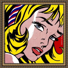 Girl at Piano Framed Paintings - Girl With Hair by Roy Lichtenstein