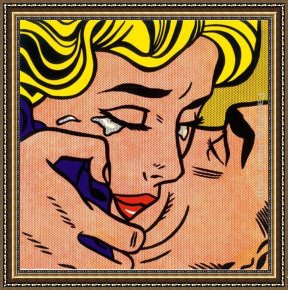 Farewell Kiss Framed Paintings - Kiss V by Roy Lichtenstein