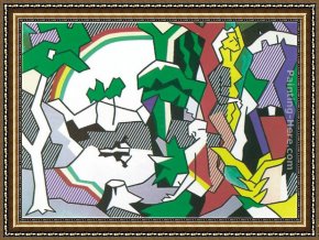 Figure Modern Framed Paintings - Landscape with Figures, 1980 by Roy Lichtenstein