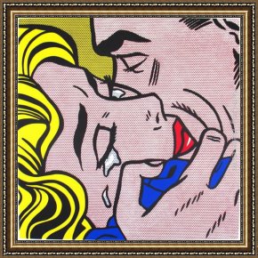 Farewell Kiss Framed Paintings - The Kiss V by Roy Lichtenstein