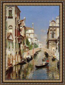 Giovanni Cimabue Framed Paintings - A Venetian Canal with the Scuola Grande di San Marco and Campo San Giovanni e Paolo, Venice by Rubens Santoro