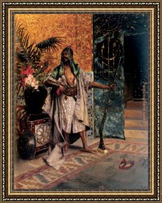 The Guard Room Framed Paintings - Harem Guard by Rudolf Ernst