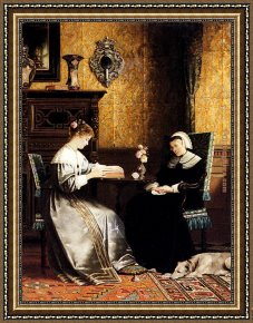 Her Favorite Book Framed Paintings - Reading A Book by Rudolf Ernst