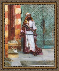The Guard Room Framed Paintings - Standing Guard by Rudolf Ernst