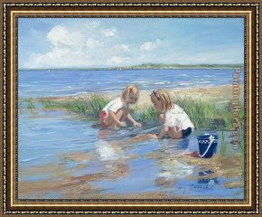 Friends Framed Paintings - Best Friends by Sally Swatland