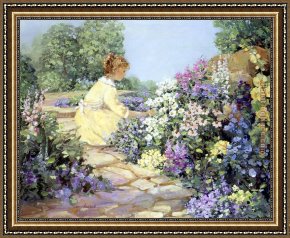 Wood Framed Paintings - The Garden at Khakum Woods by Sally Swatland