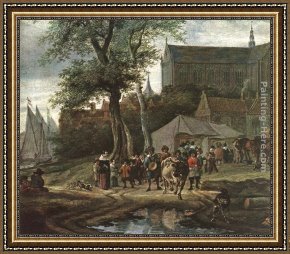 Tavern Framed Paintings - Tavern with May tree - detail by Salomon van Ruysdael