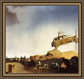 Out on The Town Framed Paintings - Apparition of the Town of Delft by Salvador Dali