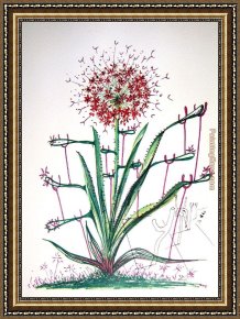 Le Vertige, Idylle Framed Paintings - Cactus Les Bequilles by Salvador Dali