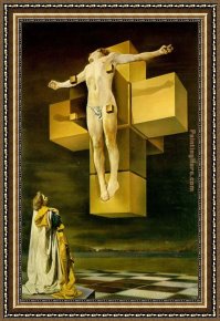 Salvador Dali Framed Paintings - Cruxifixion (Hypercubic Body) by Salvador Dali