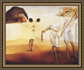 Beach Framed Paintings - Enchanted Beach with Three Fluid Graces by Salvador Dali