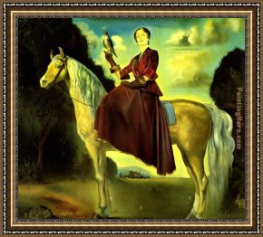 Lady in Her Boudoir Framed Paintings - Equestrian Fantasy - Portrait of Lady Dunn by Salvador Dali