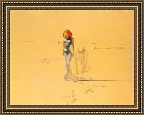 Figure Modern Framed Paintings - Female Figure with Head of Flowers by Salvador Dali